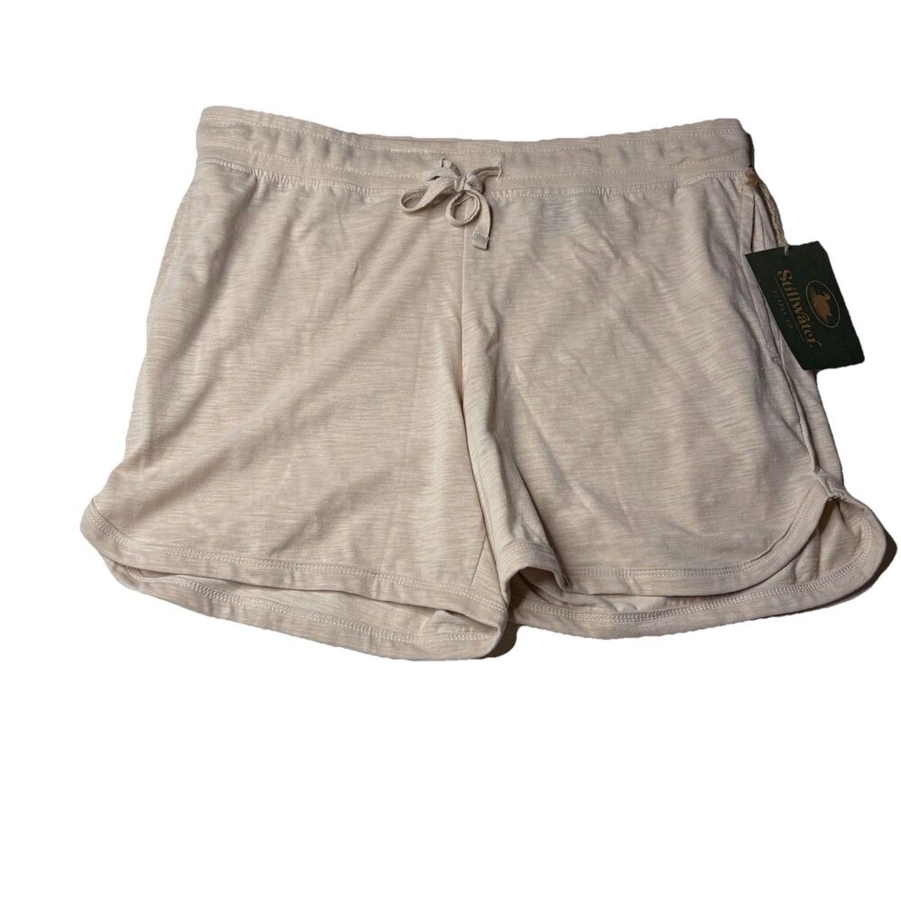 Stillwater Cream Sweat Shorts With Pockets Drawstring waist Womens XL New